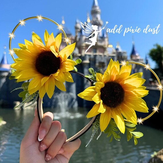 Sunflower Mickey Ears: Sunny Floral Wire Headband - Etsy display picture 1
