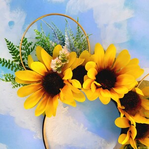 Sunrise Sunflower Flower Crown Mickey Ears Sunflower Mickey Ears Wire Mickey Ears Floral Minnie Ears Hippie Mickey Ears image 3