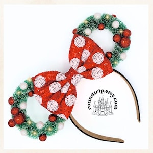 Classic Minnie Sparkle Ears | Christmas Mickey Ears | Holiday Minnie Ears