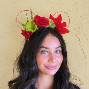 Floral Christmas Minnie Ears: Flower Crown Mickey Headband