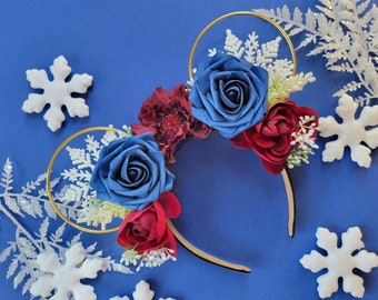 Frozen Mickey Ears | Anna inspired Mickey Mouse Ears | Flower Crown Mickey Ears | Holiday Disney Ears | Frozen Minnie Ears