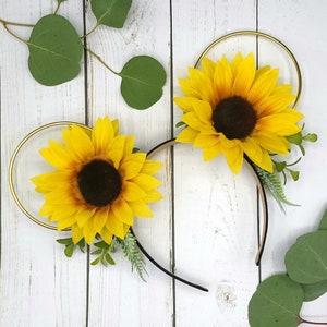 Simply Sunny Sunflower Flower Crown Mickey Ears Sunflower Mickey Ears Wire Mickey Ears Floral Minnie Ears Hippie Mickey Ears image 1