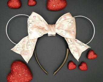 Valentines Mickey Ears | Valentines Minnie Ears | Big Bow Wire Ears