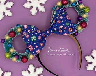 Merry and Bright Christmas Mickey Ears: Holiday Minnie Mouse Headband with Lights