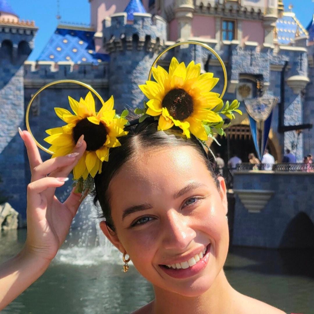 Sunflower Mickey Ears: Sunny Floral Wire Headband - Etsy display picture 2