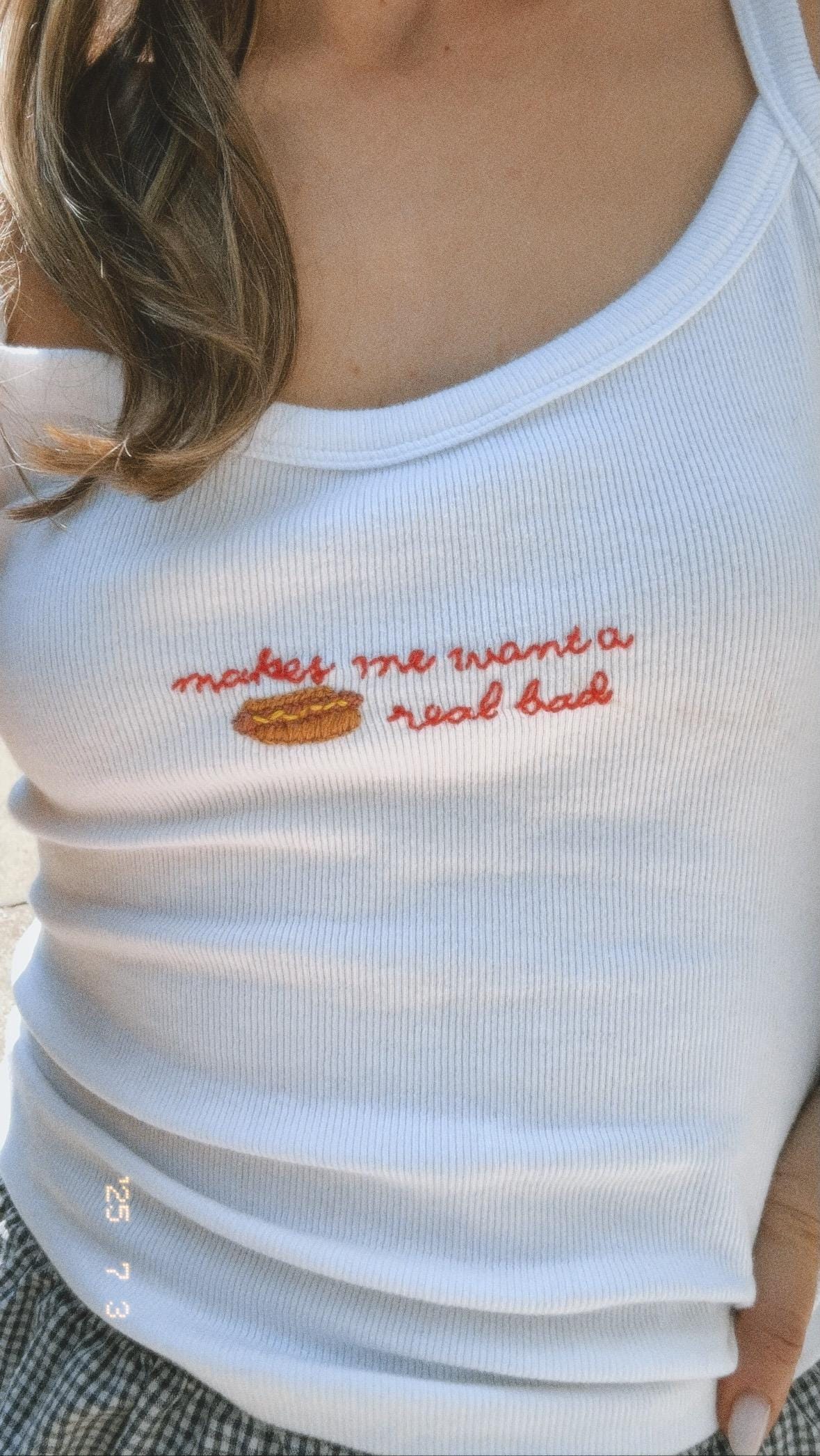 Embroidered Hotdog Tank Top