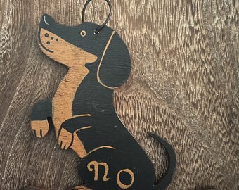 DACHSHUND No Soliciting Sign/Hand Crafted Hand Painted Wood Sign