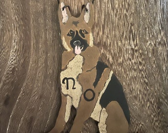 GERMAN SHEPHERD No Soliciting Sign/Hand Crafted Hand Painted Wood