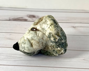 Hand Painted Natural Rock Hound. Dog.  Painted Stone. Pebble Art