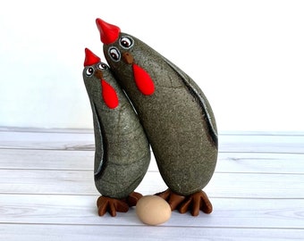 Love Birds, Painted Rock, Painted Stone, Pebble Art, Chickens, Hens