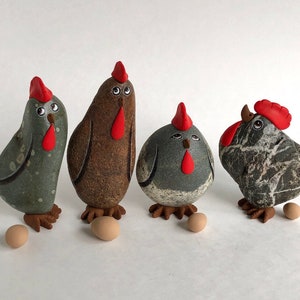 Hand Painted Natural Rock, Rock Hen. Painted Stone. Pebble Art image 7