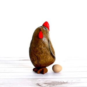 Hand Painted Natural Rock, Rock Hen. Painted Stone. Pebble Art image 4