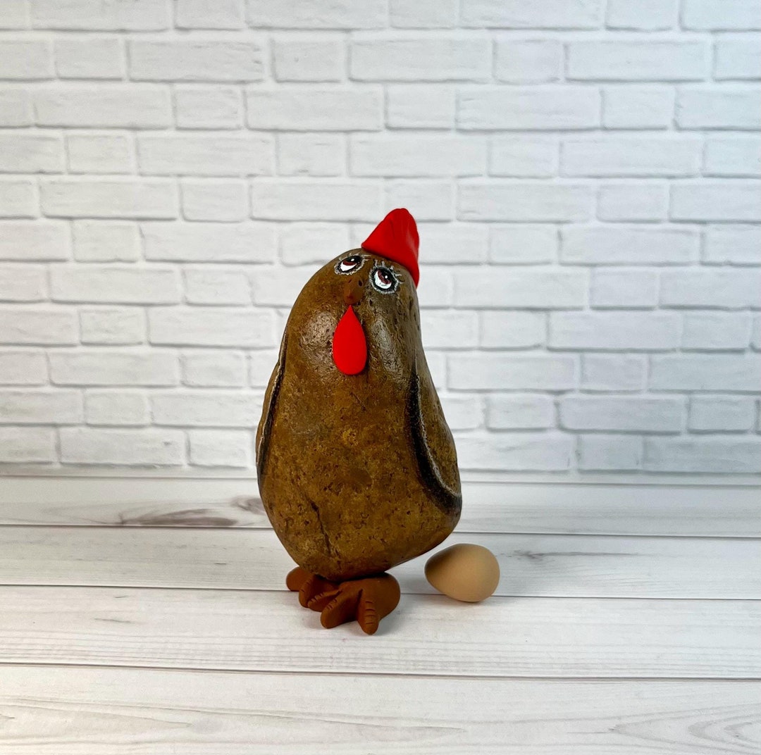 Painted Hen Rocks Hand Painted Natural Rock, Rock Hen. Painted Stone. Pebble Art, Rock ...
