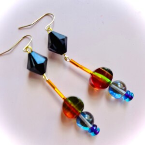 Art Deco Geometric Candy Drop Earrings, Vintage Inspired, Lucite Jewelry, image 4