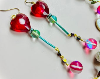 Luminosity Crystal Love Heart Drop Earrings, Romantic Jewelry, Valentines Day, Love Intention Jewelry, Love amulet,