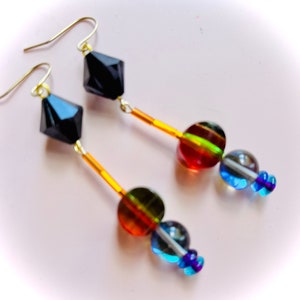Art Deco Geometric Candy Drop Earrings, Vintage Inspired, Lucite Jewelry, image 5