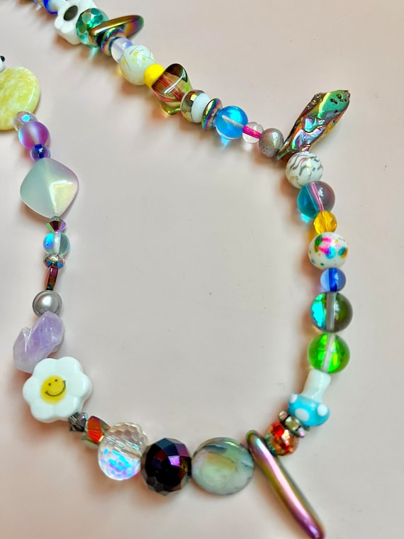 Y2K Necklace, Kidcore, Mixed Bead Necklace, Toy Necklace, Kawaii Jewelry, K-pop Jewelry, Kitsch Jewelry, Trippy