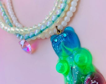 Kid core Gummy Bear Choker, Candy Jewelry, Kawaii Jewelry, Kitsch, Resin Jewelry