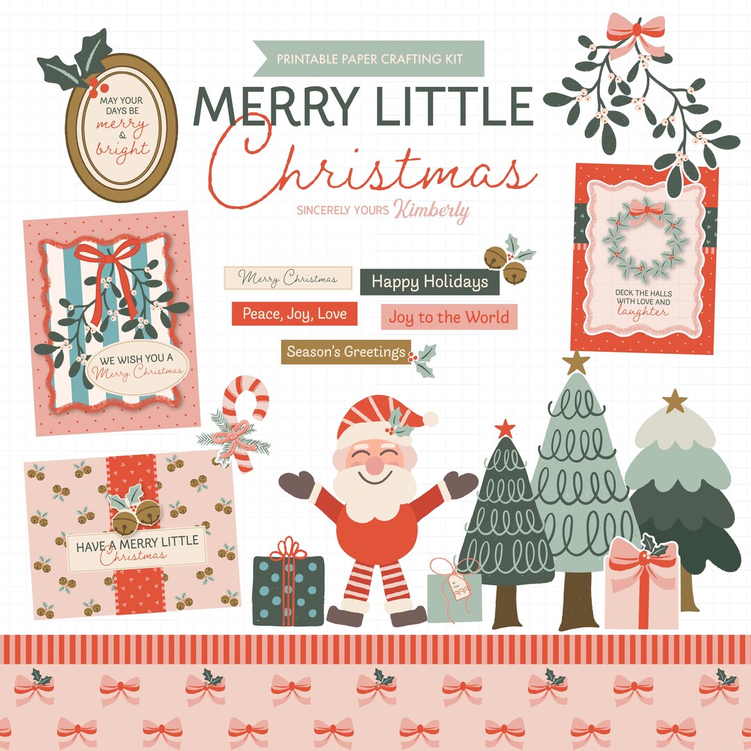 Merry Little Christmas Printable Paper Crafting Kit - Etsy