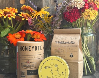 Honey Bee Wildflower Mix, Organic Pollinator Garden Seeds, Wildflower Seeds