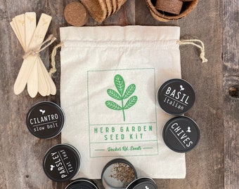 Herb Garden Seed Starter Kit, Basil, Cilantro, Mint, Chives, Parsley, Dill