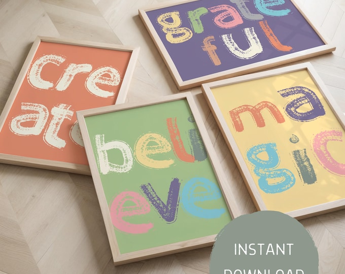 Set of 6 Motivational Wall Art for Boys Room Decor Inspiring Quotes for ...