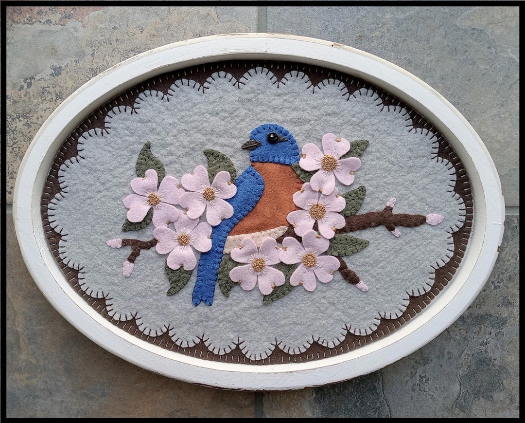 Eastern Bluebirddogwood Penny Rug/wool Applique Table Mat DIGITAL
