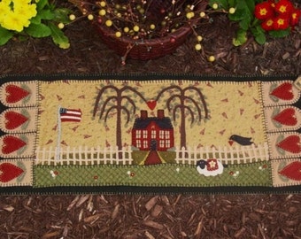 Home~Primitive House Penny Rug Table Runner DIGITAL PATTERN