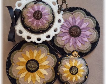 Perfect Posies~ Sunflower & Purple Coneflower Table/Wall Mat/Pincushion/Stick Pin DIGITAL DOWNLOAD