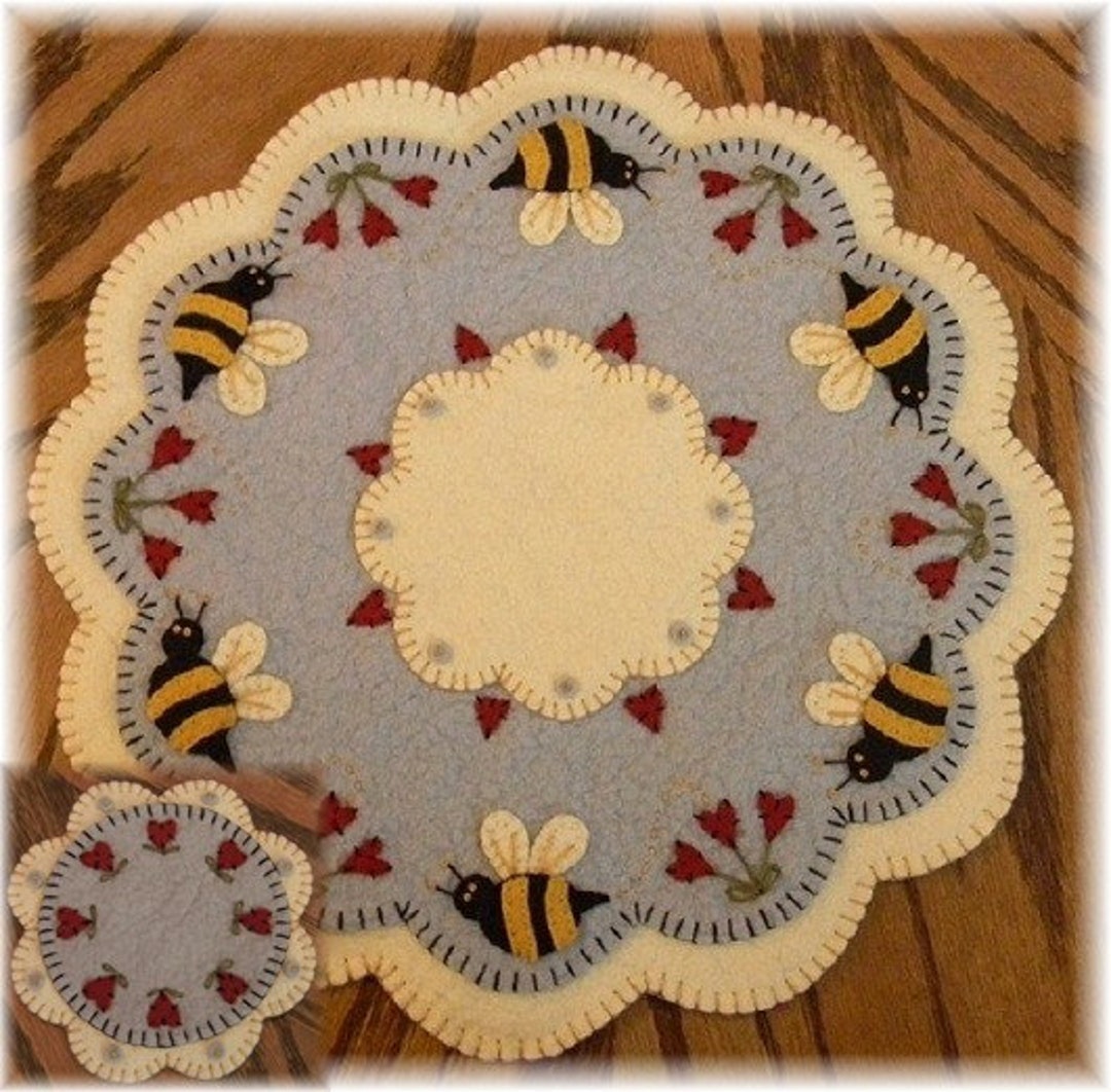 Bee My Honey Bee Penny Rug/candle Mat With Coaster DIGITAL PATTERN - Etsy