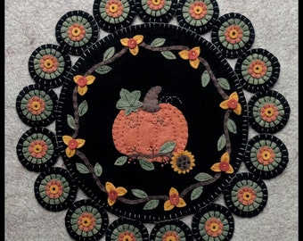 October's Gift~Pumpkin Sunflower & Bittersweet Penny Rug Table Mat DIGITAL DOWNLOAD