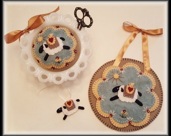 Spring Has Sprung!~ Sweet Sheep Table/Mini Mat/Pincushion/Stick Pin DIGITAL DOWNLOAD