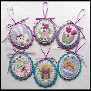 Happy Easter/Spring Wool Applique Ornaments, Ornies DIGITAL DOWNLOAD PATTERN