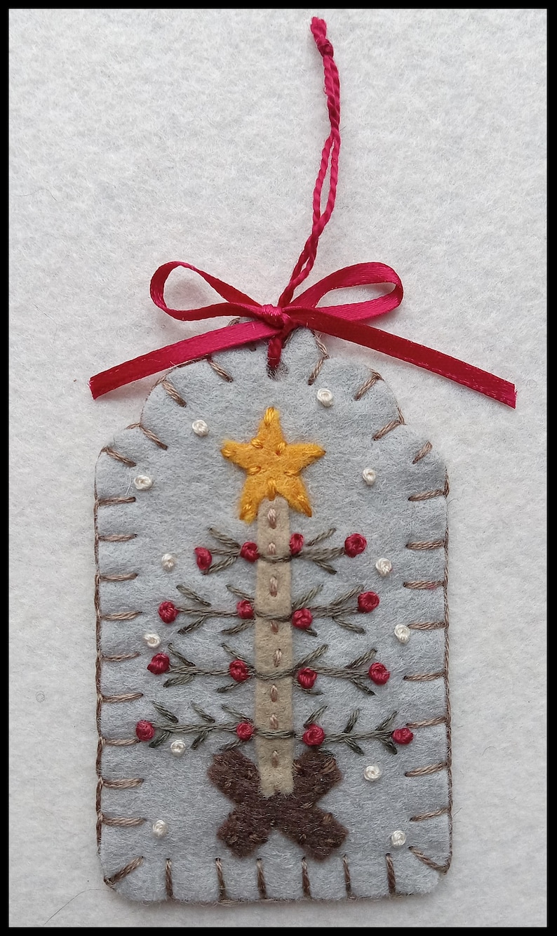 Christmas Tags/Wool Applique Christmas Ornaments, ornies, gift tags /Winter DIGITAL DOWNLOAD PATTERN image 5