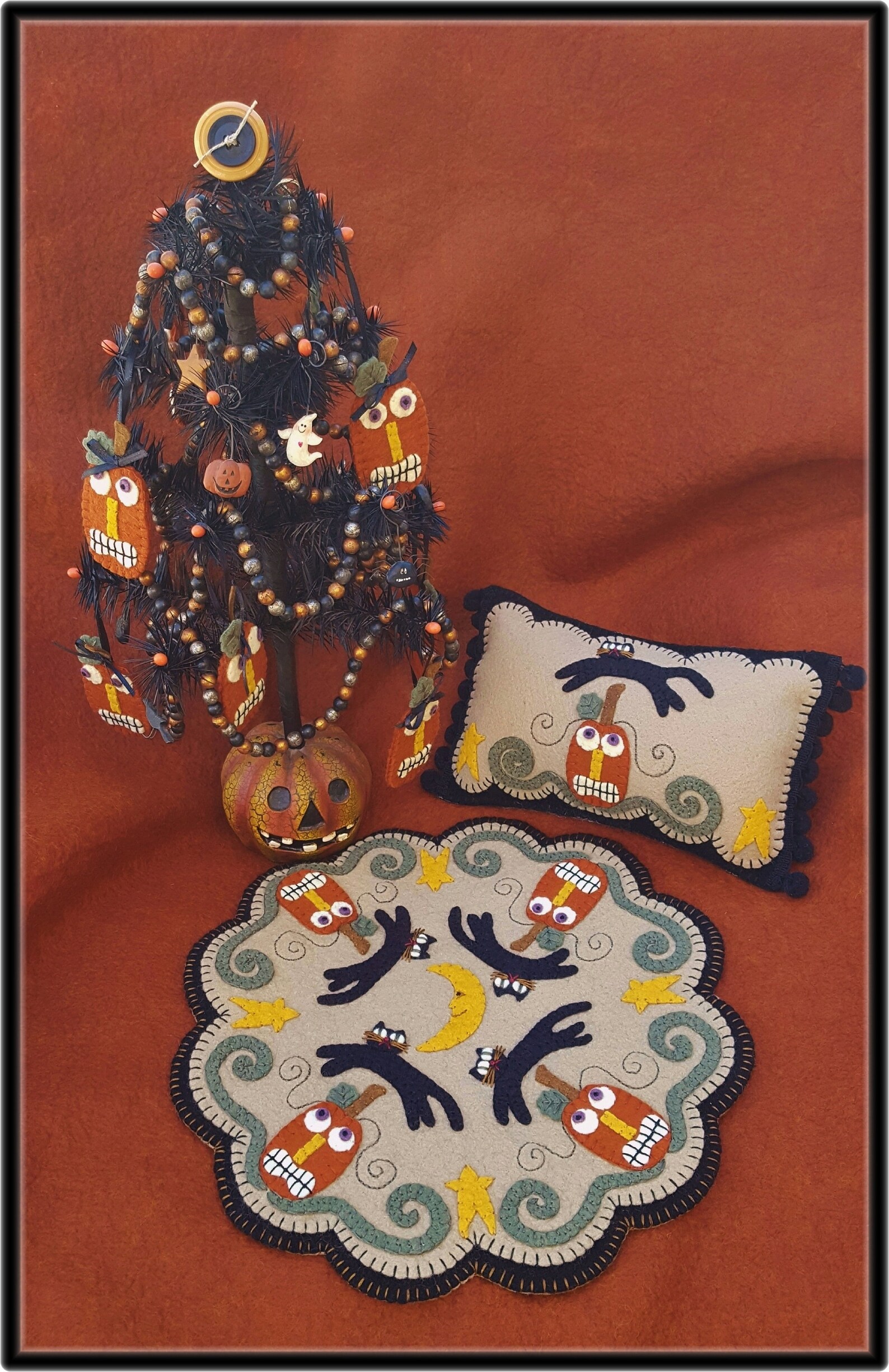 Mischief Nighthalloween/fall Penny Rug/candle Mat With Mini - Etsy