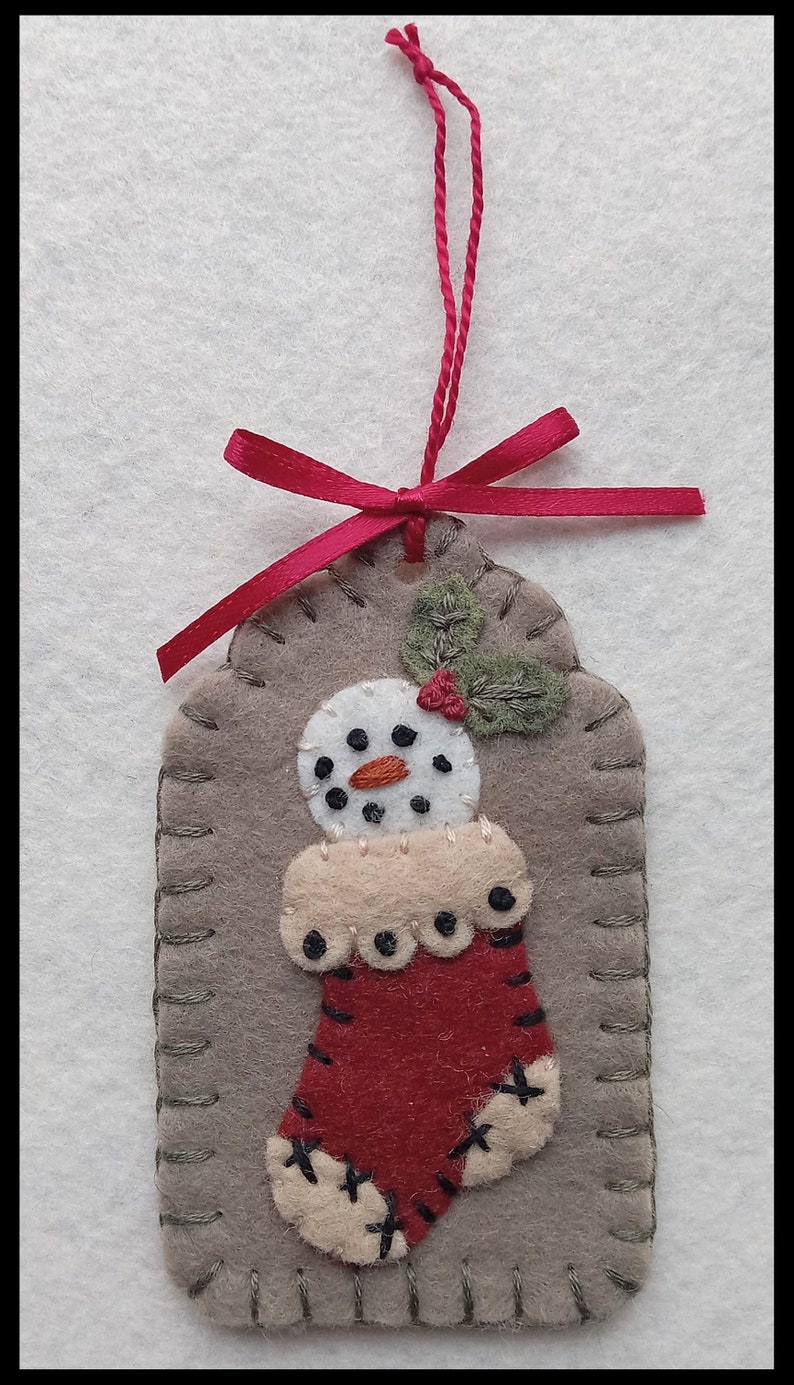 Christmas Tags/Wool Applique Christmas Ornaments, ornies, gift tags /Winter DIGITAL DOWNLOAD PATTERN image 9