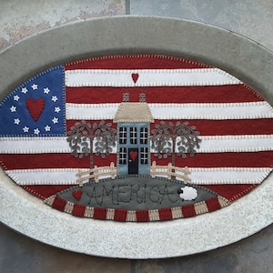 My Home Sweet Home ~ Patriotic Americana Penny Tapis / Applique de laine Tapis de table MAILED PAPER PATTERN