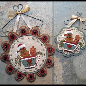 Christmas Cocoa~Gingerbread man in a cup Penny Rug Table/Wall Mat with Mini Mat DIGITAL PATTERN