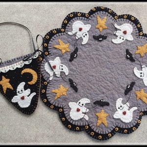 Juego de tapete para velas y alfombra con forma de centavo y bolsillo para conos de Batty & Boo para Halloween y otoño DESCARGA DIGITAL
