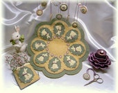 Vintage Bunnies Penny Rug Candle Mat Set DIGITAL PATTERN