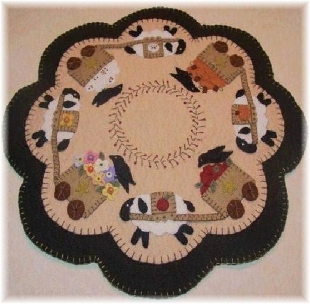 Four Seasons Sheep Penny Rug Candle Mat MAILED PAPER PATTERN - Etsy
