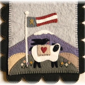 Land that I Love-Americana~Sheep Penny Rug Runner & Coasters PATRÓN DIGITAL