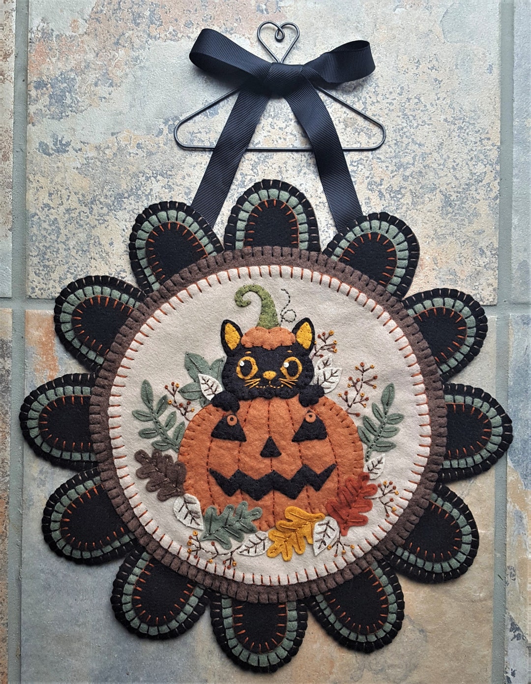 Peek A Boo Kittypumpkin & Black Cat Penny Rug Table/wall Mat - Etsy