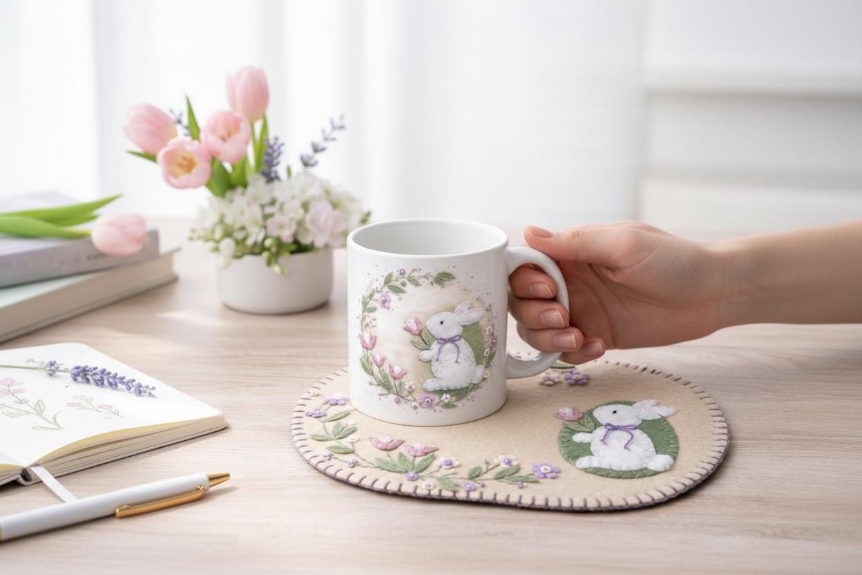 Springtime~spring Mini Candle Mat/mug Rug DIGITAL PATTERN - Etsy