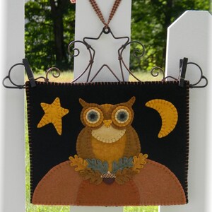 Night WatchmanOwl, moon, star, autumn Table Runner/Candle Mat DIGITAL PATTERN image 3