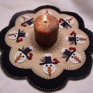 Winter Friends Snowman Penny Rug Candle Mat DIGITAL PATTERN