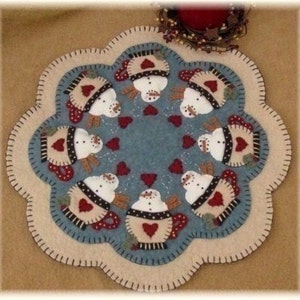 Santa&#39;s Cocoa Snowman penny rug candle mat DIGITAL PATTERN