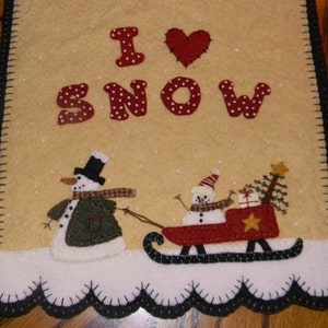 I Love Snow~Snowman Penny Rug Table Runner/Candle Mat DIGITAL PATTERN