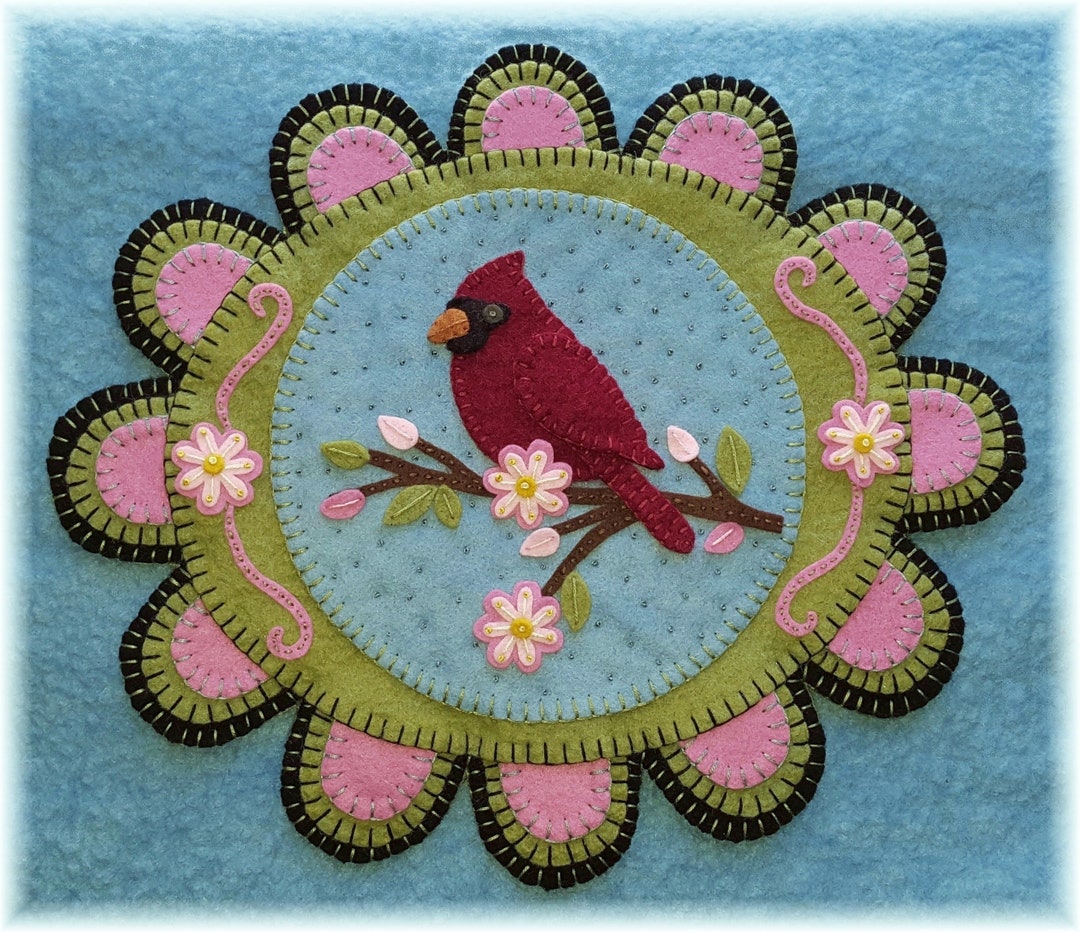 Red Feathered Friend~cardinal Penny Rug Table Mat DIGITAL PATTERN - Etsy