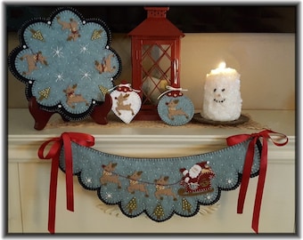 And To All A Good Night! Penny Rug/Candle Mat, Chair Swag & Ornaments, Ornies DIGITAL PATTERN